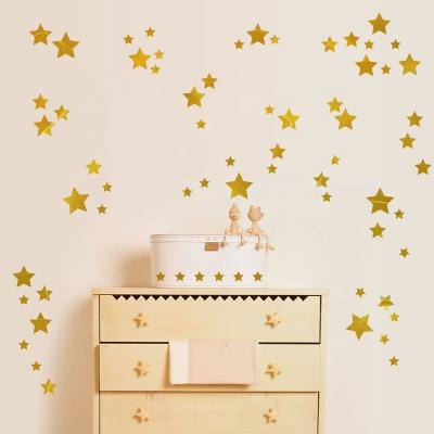 China WALL STICKER HM51005 Metallic Gold Shining Decorative Wall Decal Kids DIY Gold Star Stickers for sale