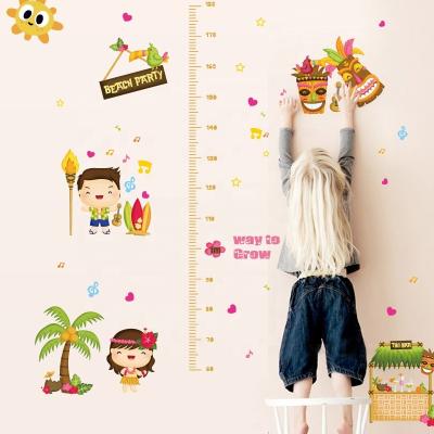 China No Residue Other HM92004 The Hawaiian Landscape Summer Vacation Cartoon Height Chart Kids Room Wall Decals for sale