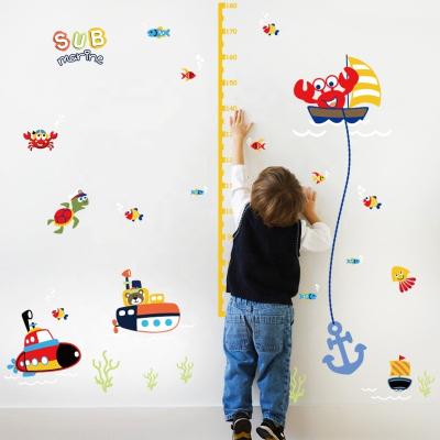 China No Other Residue Kids Wall Sticker Growth Chart Decal Kawaii Sea World Kids Height Chart Classroom Decorations SK9222 for sale