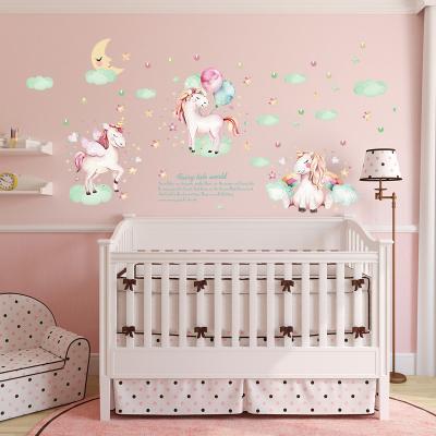 China No Remaining Dream Unicorn Nursery Decor Wall Decal Baby Kids Room Stickers Residue SK7163 for sale