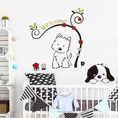 China WALL STICKER QTB89-3 Cute Puppy Dog Cabinet Sticker Welcome Wall Decal for sale