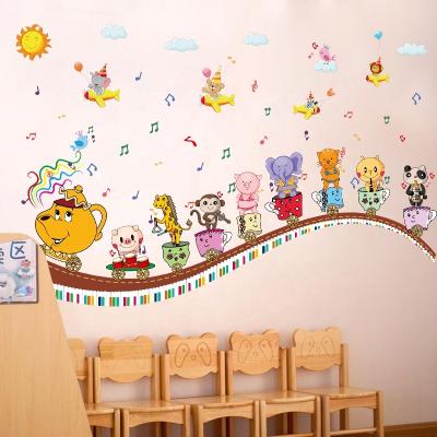 China Cute Animal Wall Sticker Kids WALL STICKER SK9038 Cartoon Concert Nursery Nursery Wall Decals for sale