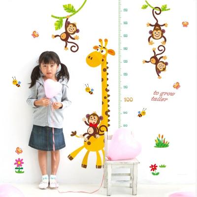 China No Remaining Residue Deer Monkey Vinyl Wall Decals Growth Chart Kids PVC Stickers SK9292 for sale