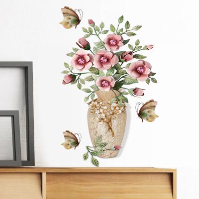 China No Other Residue 3D Rose Flower Arrangement And Vase Wall Sticker Home Decor SK6134 for sale