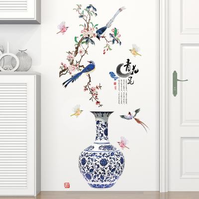 China No Residue Blue And White Reality Else Reality DIY China Ceramic Wall Sticker Porcelain Decals SK9377 for sale