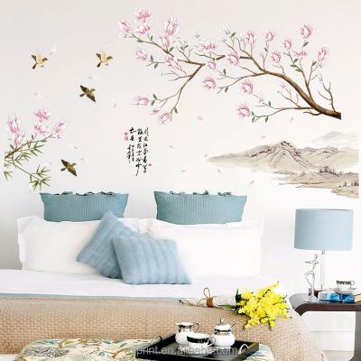 China Removable Home Decor Vinyl Wall Decals Peach WALL STICKER SK9286 Flower Blossom Flower Decorative Wall Sticker for sale