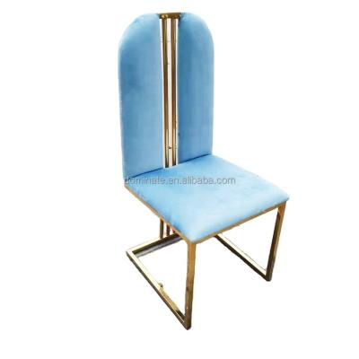 China Be stackable stainless steel high back /durable /strong ect velvet fabric cushion L-shaped event dining wedding chair for sale