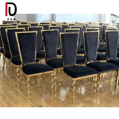 China Rotating Stainless Steel Metal Frame Hotel Dining Velvet Cushion Event Metal Wedding Dining Chair for sale