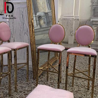 China Wholesale modern hotel chair stainless steel gold frame wedding bar stool with white cushion for sale