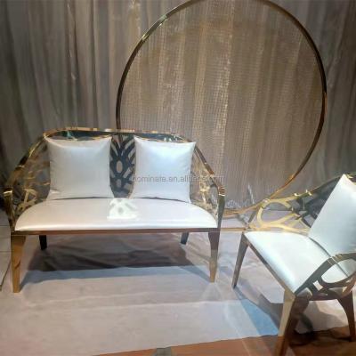 China Modern Stainless Steel Gold Frame White Velvet Cushion Hotel Wedding Sofas for sale