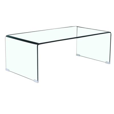 China Hot Sale Convertible Elgent Single Bent Tempered Glass Coffee Table for sale