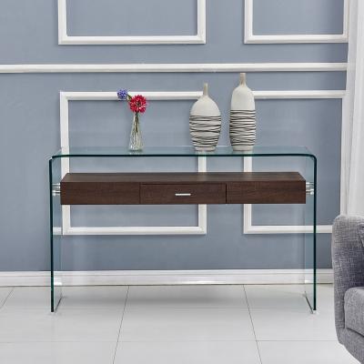 China European style glass bedroom furniture morden glass console table with MDF drawer shelf for sale