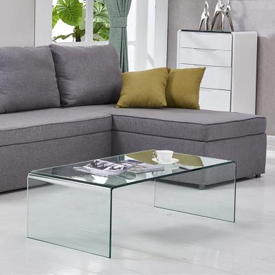 China Moden U-shape High Quality Simple TRANSPARENT Design 12mm Clear Tempered Bent Glass Coffee Table For Living Room Warm Decoration for sale