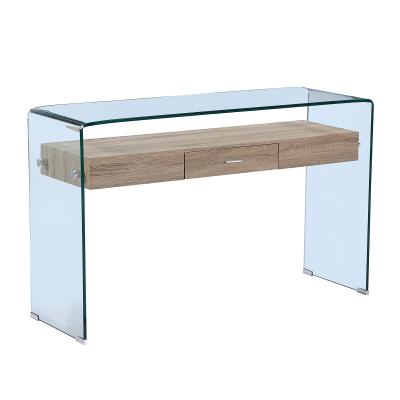 China New Design Living Room Furniture MDF Modern Glass Console Table Luxury Glass Drawer Built-in Shelf For Living Room Corridor for sale