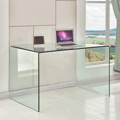 China Wholesale Free Sample TEMPERED GLASS Modern Ergonomic Glass Desk Tables Glass PC Office Computer Desk for sale