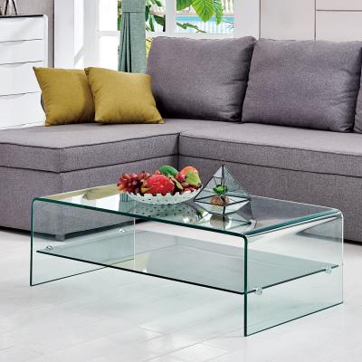 China Modern hot sale cheap design coffee table for living room tempered maiden coffee table with shelf storage for sale