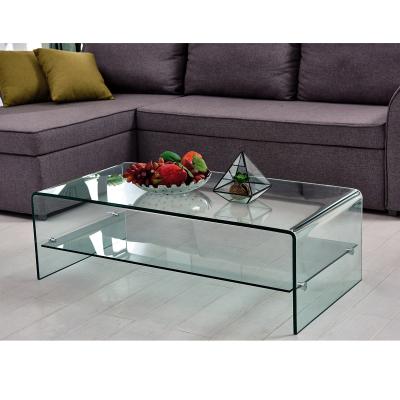 China Contemporary Fashion Coffee Table Sofa Side Table With Shelf Tempered Glass Storage For Living Room Decoration for sale