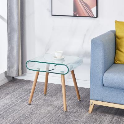 China Modern Curved Bent Glass End Table Nodic Sofa Side Table For Home Furniture Decoration for sale