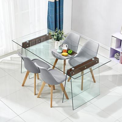 China China manufacturer TRANSPARENT living room home furniture morden glass dining tables designs for sale