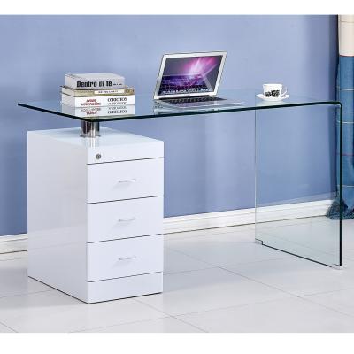 China Modern White Executive Tempered Glass MDF Office Desk Table Design For Decor for sale