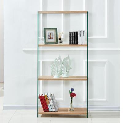 China TRANSPARENT Living Room High Wall Shelf Bookcase Glass Book Shelves for sale