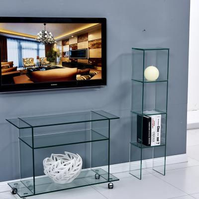 China Modern Tempered Glass-Glass TV Unit Wall TV Cabinet Living Room Furniture for sale