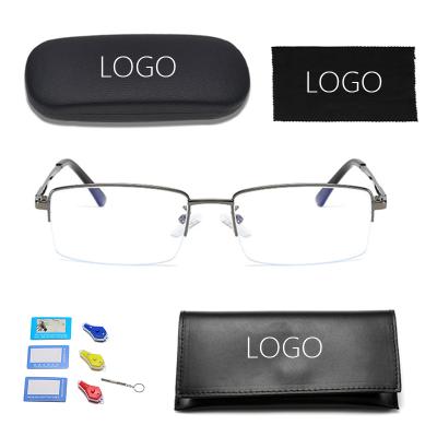 China Fashionable Square Metal Anti Computer Glasses Frames Anti Blue Light Blue Computer Glasses for sale