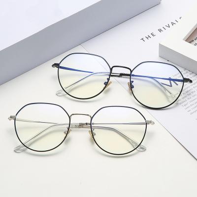 China Fashionable Women Eyewear Metal Frame Anti Blue Light Glasses Rounded Monocle Round Frames Optical Glasses for sale