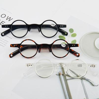 China Retro Vintage TR90 Reading Glass Light Round Blue Light Fashion Unisex Slim Small Anti Optical for sale