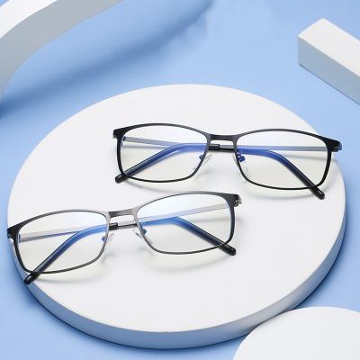 China Fashionable Square Men Glasses Metal Frame Optical Blue Light Blocking Lenses for sale