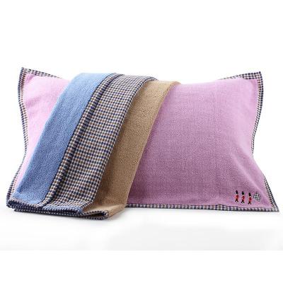 China Anti Dust Mite Pure Cotton Plaid Gauze Pillow Towel Thickened Comfortable Embroidered Pillow Towel for sale