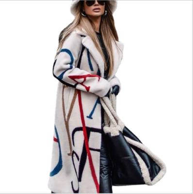 China Anti-wrinkle women's long coat retro loose woolen coat 2022 fashion women autumn and winter long-sleeved letter tops street women's clothing for sale