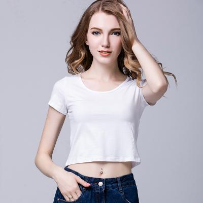 China New Fashion Women Casual Shirt Shorts Breathable Sheath Slim Short Round Neck T-Shirt for sale