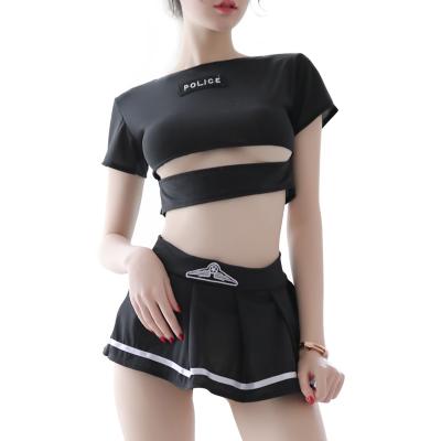 China 2021 new sexy lingerie nylon uniforms tempt female students to role play school football sexy black babes for sale