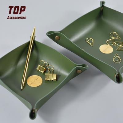 China New Arrival Colorful Leather Square Trays Leather Tray Storage Boxes for sale