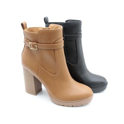 China High Fashion Girls Round Shoes Dress Boots Stacked Block Heel Round Toe Boots Women Ladies Shoes for sale