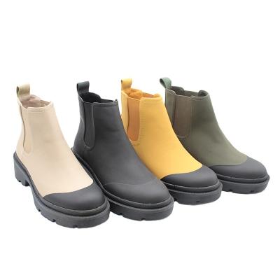 China Best Selling Ankle Bootie Women's Thick Unique Ankle Boots Ladies Slip On Chelsea Booties Shoes Water Proof Material for sale