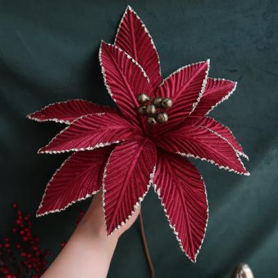 China Events Decoration Rose Gold Color Wholesale 81039 Christmas Poinsettia Flower for sale