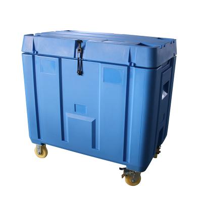 China Waterproof Heavy Duty Insulated Dry Ice Cooler Box With Lid Wheels for sale