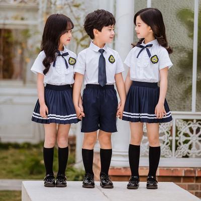 China Children suits school uniforms school uniform models 2023 high quality short-sleeved shirts student uniforms of children's primary and secondary students for sale