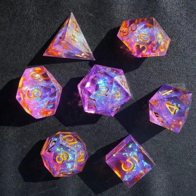 China DND Games Manual Set of 7 Piece Resin Edged Polyhedron Dies, Suitable Blue Dragon Rose and Dungeon Dies DND RPG to Game for sale