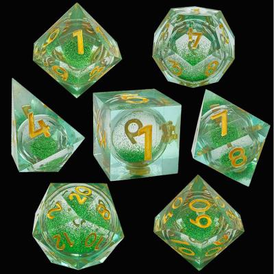 China New DND Games Polyhedral Translucent Green Liquid Core Set of Dice, Suitable for D&D Dragon and Dungeon DND Role Playing Dice for sale