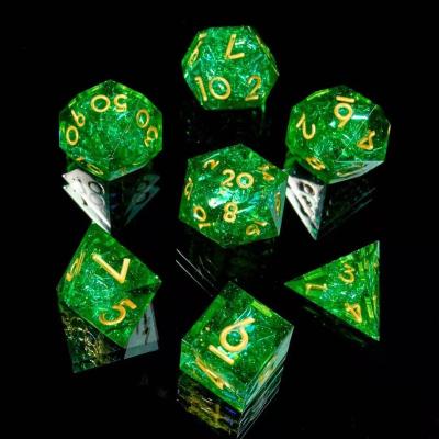 China DND Games Polyhedron Edge Resin Dies Translucent Set for D&D Dragon and Dungeon DND Roleplaying Die Cuts (Fluorescent Green) for sale