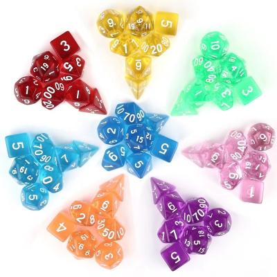 China DND Games wholesale translucent polyhedron resin dies with cutting edges, suitable for D&D dragon and dungeon role playing games, DND dies for sale