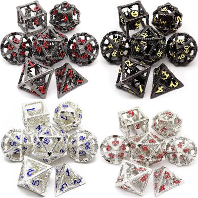 China DND Games Dungeons and Dragons Metal Dies Set DND Style Hollow RPG Popular Dice Dies Dies Customized Exquisite and Cheap Gifts for sale