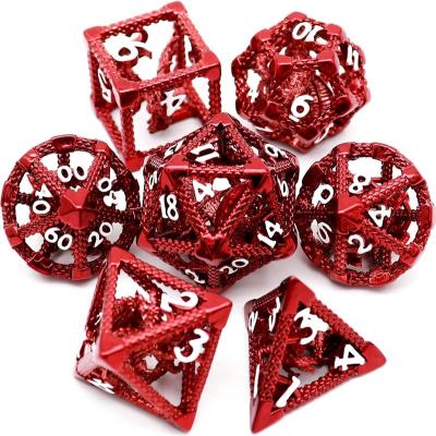 China New DND Games Polyhedral Flying Dragon Metal Red Hollow Dies are used for RPG MTG Tabletop Game D&D Metal DND Pioneer Pioneer Set for sale