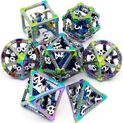 China DND Color Cavity Polyhedron Flying Dragon Metal Games Customized Dies For RPG MTG Desktop Game D&D Pioneer Metal DND Dies Set for sale