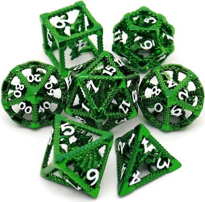 China DND Games DND Metal Dice Set Hollow Polyhedral Flying Dragon Metal Dice for Dragons RPG MTG Table Games D&D Dungeons and Pathfinder for sale