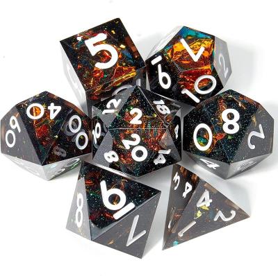 China DND Games DND Set Dice Dragon and Dungeon Dies, Resin D&D Die Set, 7 Pieces of Black Transparent Dies for sale