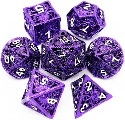 China DND Games Metal Cored Oriented Polyhedral Octopus Dice Set For DND Dragon And Dungeon Game NTG RPG (Purple) for sale